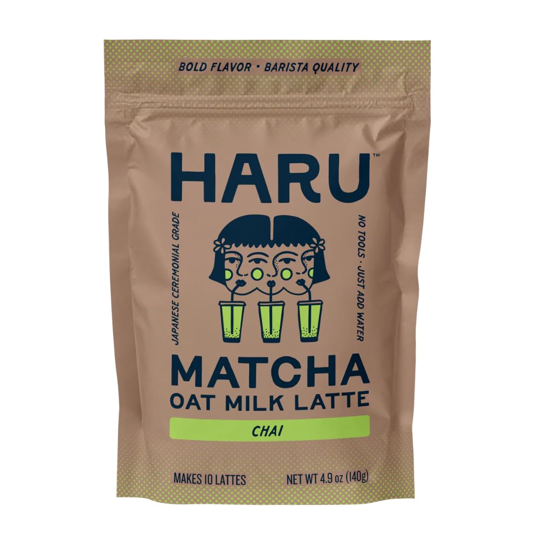 Haru Original Matcha Oat Milk Latte Mix, Ceremonial Japanese Matcha, Barista-Style Instant Latte, Vegan, Non-Dairy, Smooth Clean Energy, Just Add Water, 2-Pack (20 Lattes)