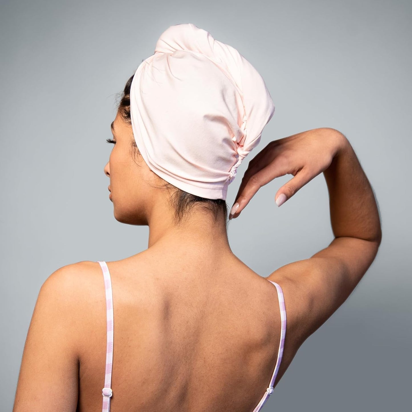 2 Pack T-Shirt Hair Plopping Towel for All Textures - Cotton Blend Water Absorption Turban with Secure Button - Moisture Gentle Styling and Setting Wrap - Sage & Pink