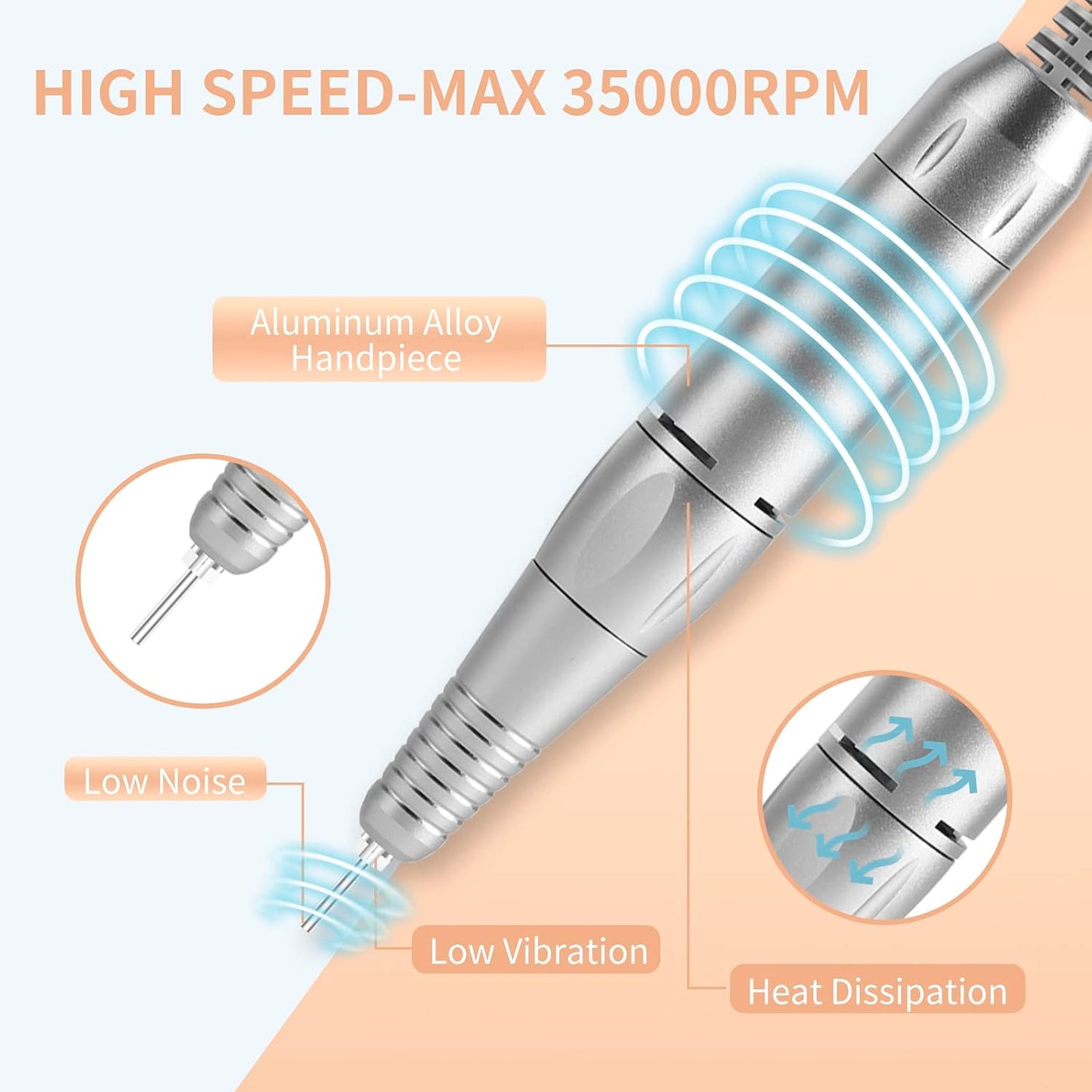 MOCOWIND Portable Nail Drill Professional 35000 RPM, Electric Nail E File