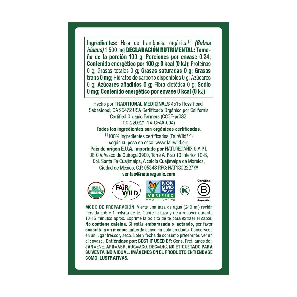 Traditional Medicinals Organic Raspberry Leaf Herbal Tea, Eases Menstrual Cramps & Supports Healthy Pregnancy, 16 Tea Bags (Pack of 2)
