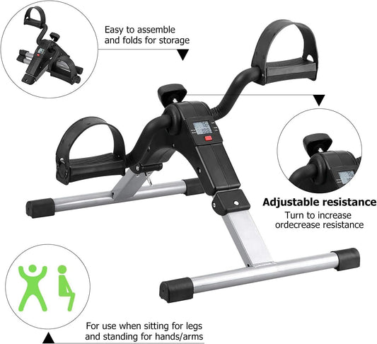 Folding Pedal Exerciser, Mini Exercise Bike Under Desk Bike