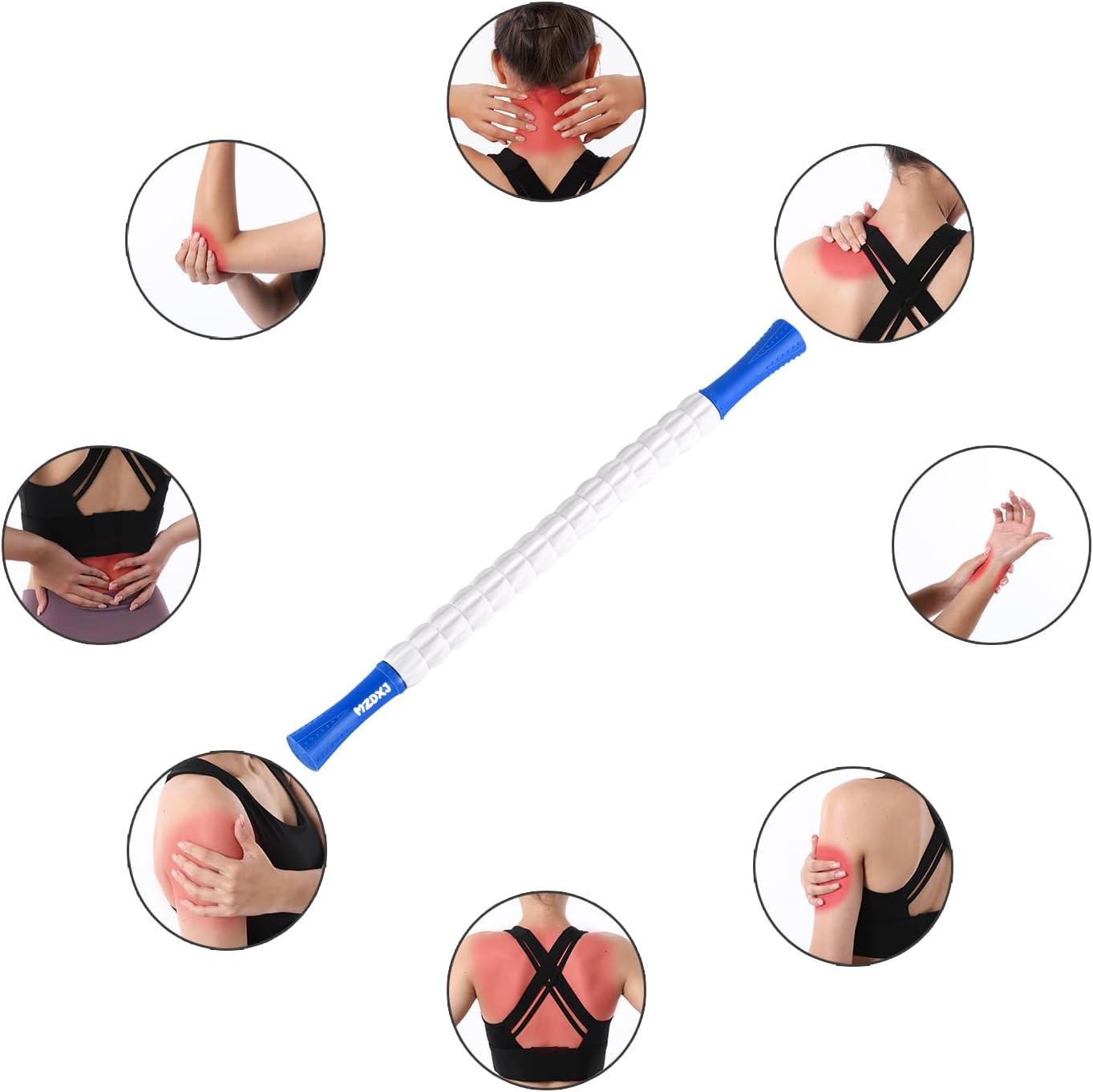 Muscle Roller Massage Roller Stick- Deep Tissue Fascia Blaster for Myofascial Pain Relief, Lymphatic Drainage & Body Sculpting, Handheld Physical Therapy & Recovery Tool (Pink black-18 inch)