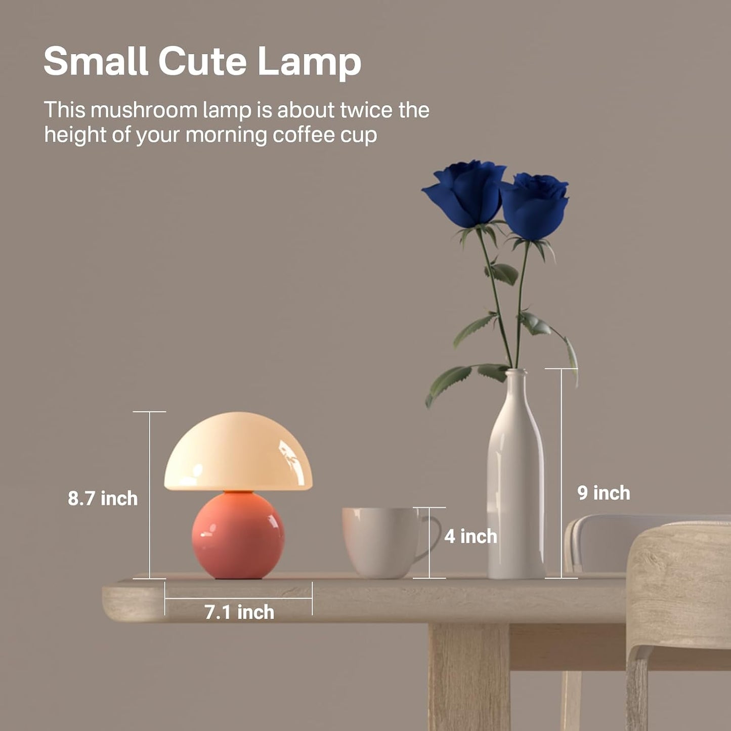 Dawnwake Mushroom Lamp Table Lamp for Bedroom,Desk Bedside Small Lamps for Living Room Night Stands,Mushroom Decor Cute Mini Modern Mid Century Lamps,Unique Aesthetic Home Living Room Decor(White)