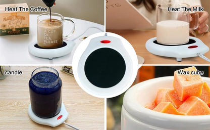 Home&Office Desktop Electric Mug Warmer-Coffee/Tea/Cocoa/Soup-Scented Candles Gift for Winter 1pcs(White and Black (CFW001-White)