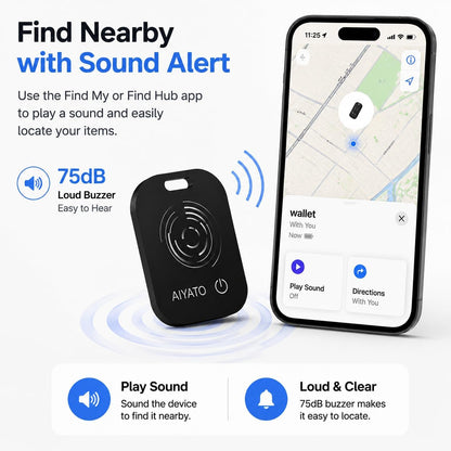 Mini Card Smart Finder, Wallet Tracker Card with Wireless Rechargeable Battery, Works with Apple Find My and Google Find Hub, Bluetooth Item Locator for Wallet, Purse, Keys, Luggage, iPhone & Android