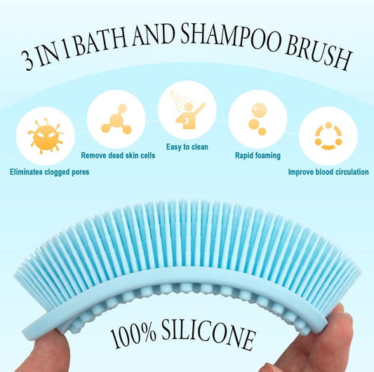 PQRUU 6 Pack Silicone Body Scrubber, Exfoliating Soft Loofah Bath Body Scrubbers for Use in Shower, Exfoliating Body Scrubber Fit for All Kinds of Skin, Rapid Foaming,Black,Blue,Pink,Green,Purple,Gray
