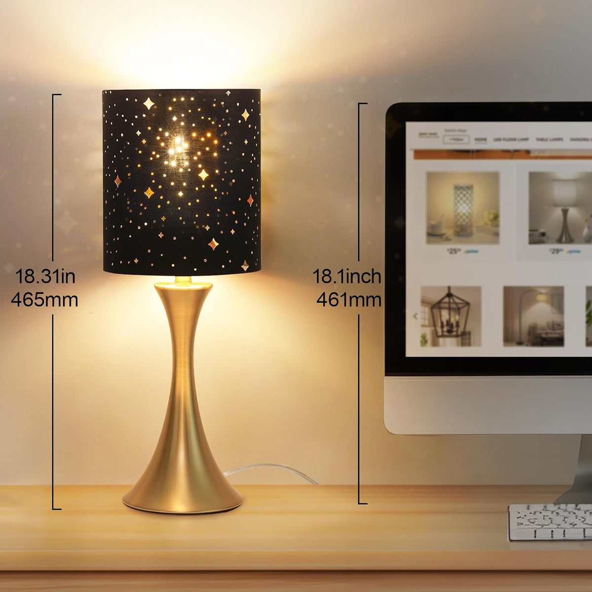 3 Way Touch Control Table Lamp, Dimmable Bedside Desk Lamp with Metal Base Modern Nightstand Lamp Stylish Grey Shade Simple Side Table Lamp for Bedroom, Living Room, Office or Den LED Bulb Included