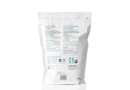 BetterYou Magnesium Mineral Bath Flakes - Mineral Bath Salts with Magnesium Chloride - Foot Bath or Body Bath Soak - Safe On Sensitive Skin - 2.3 lb