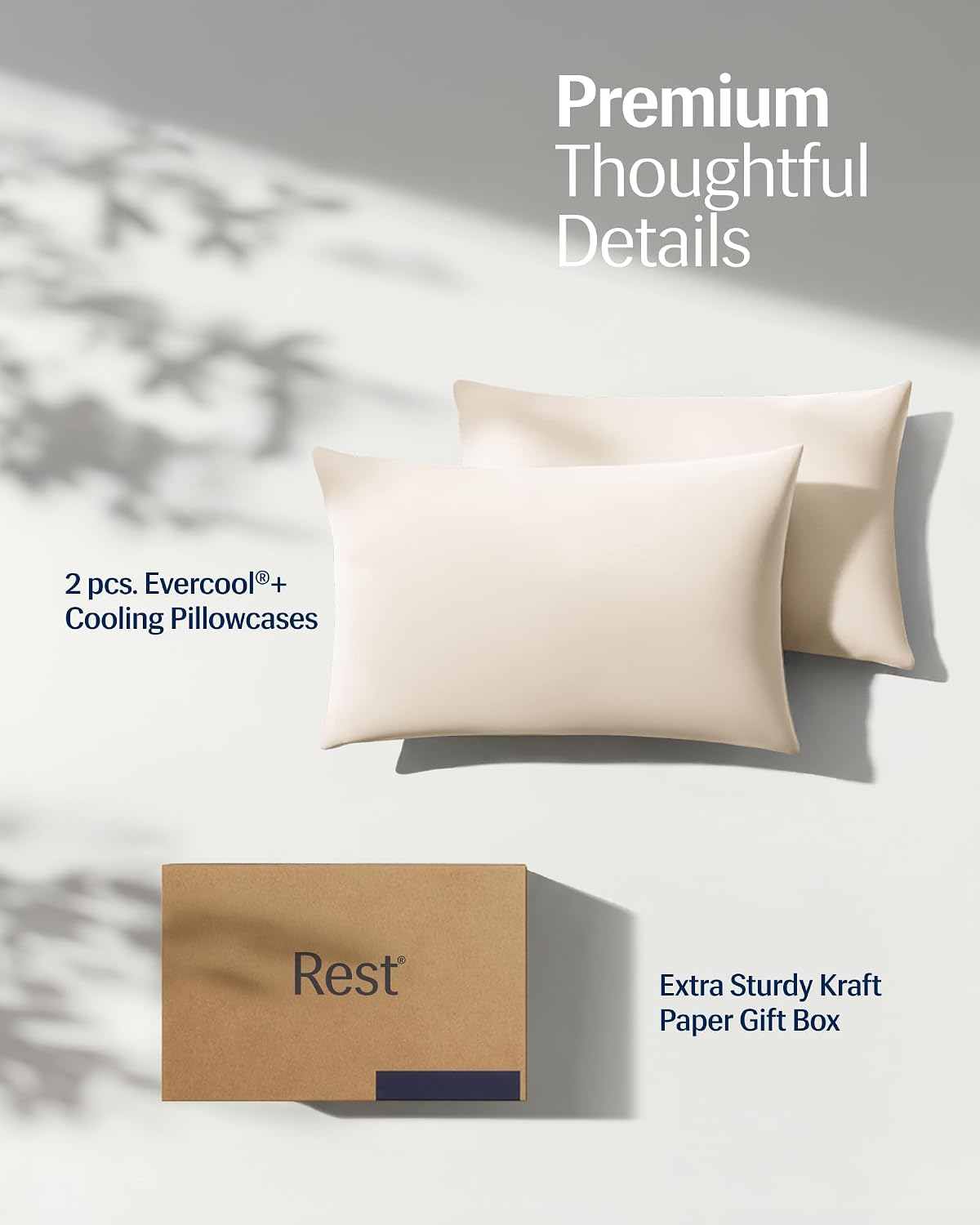 REST® Evercool®+ Cooling Pillowcases for Hot Sleepers, Standard, 2PCS