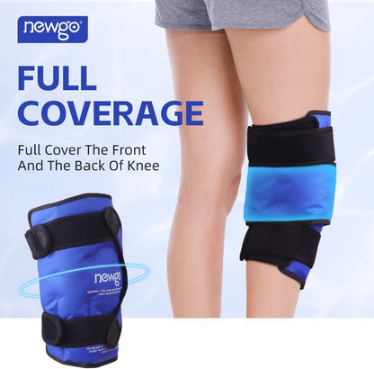 NEWGO Knee Ice Pack Wrap, Ice Pack for Knees Cold Compression Therapy for Knee Replacement Surgery, Arthritis Pain, ACL, Swelling, Sports Injuries (21.7" x 9.8") - Blue