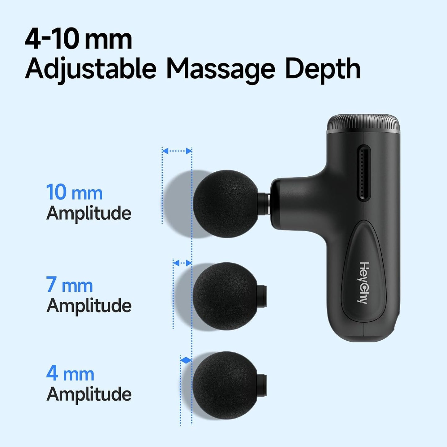 HEYCHY Super Mini Massage Gun Deep Tissue, Handheld Muscle Massager with 4 Heads, Percussion Travel Size Massager Gun FSA Eligible for Men Women Back Relief, Quiet for Home, Gym, Office, HSA, Black