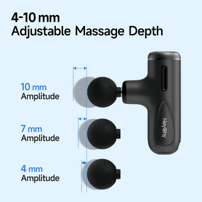 HEYCHY Super Mini Massage Gun Deep Tissue, Handheld Muscle Massager with 4 Heads, Percussion Travel Size Massager Gun FSA Eligible for Men Women Back Relief, Quiet for Home, Gym, Office, HSA, Black