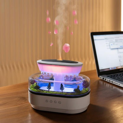 Essential Oil Diffusers, 7-Color Rainfall Cloud | Silent Rain Lamp Timer, Music & Micro Landscape Ultrasonic, Water Drip Sound, For Bedrooms, Offices, Hotels