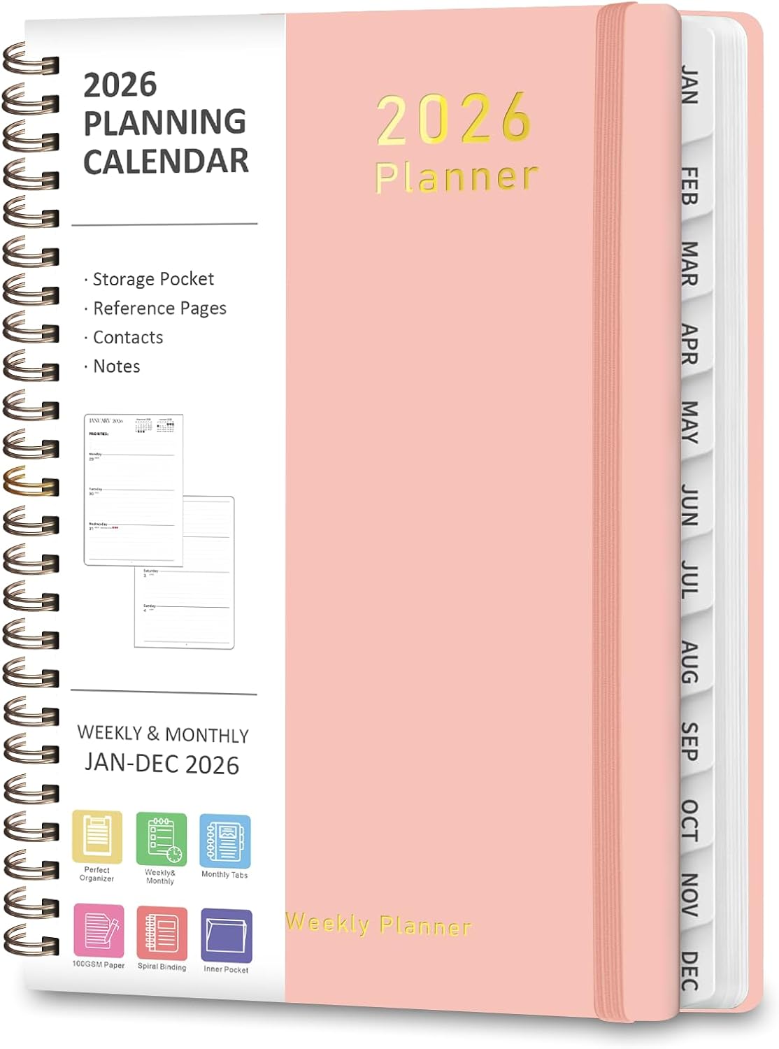 Planner 2026-2027, Weekly and Monthly Calendar Planner, JUL 2026 - JUN 2027 | Academic Year, Daily Agenda Book, A5(6.3'' x 8.5''), Sprial Bound, Inner Pocket, Office School Use