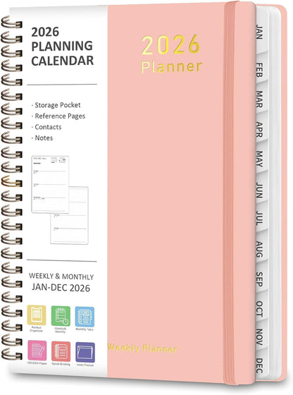 Planner 2026-2027, Weekly and Monthly Calendar Planner, JUL 2026 - JUN 2027 | Academic Year, Daily Agenda Book, A5(6.3'' x 8.5''), Sprial Bound, Inner Pocket, Office School Use