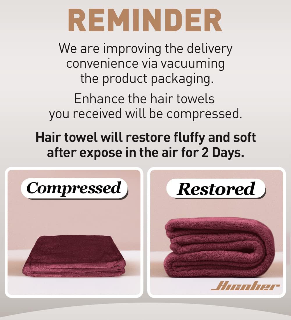 Hicober Microfiber Hair Towel Wrap, Fast Drying Hair Towels for Women, Soft Lightweight Quick Dry Turban for Curly & Long Hair–3 Pack(Blue/Grey/Pink)