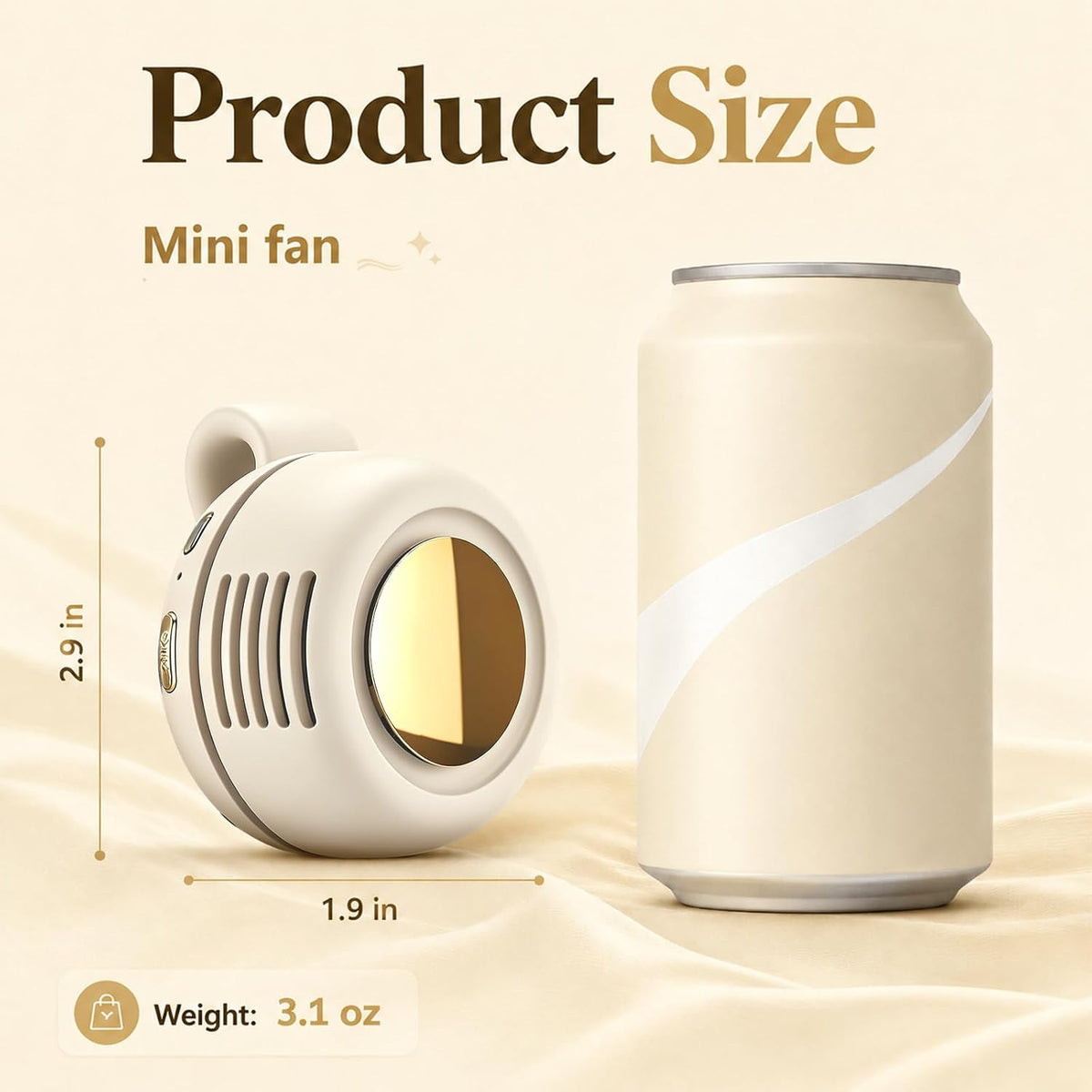 Portable Clip-On Fan, Mini Bladeless Waist Fan, 5100RPM 25dB Ultra-Quiet 3-Speed Rechargeable Small Whirlwind Fan, Hands-Free Personal Cooling for Outdoor Travel Office Camping with USB-C