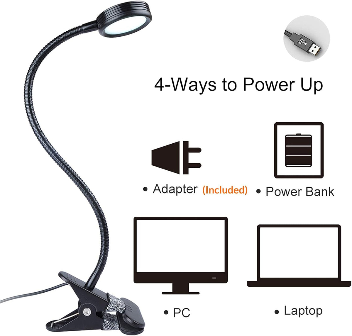 LEPOWER Clip on Light, Book Reading Lamp for Desk, Bed Headboard and Dorm