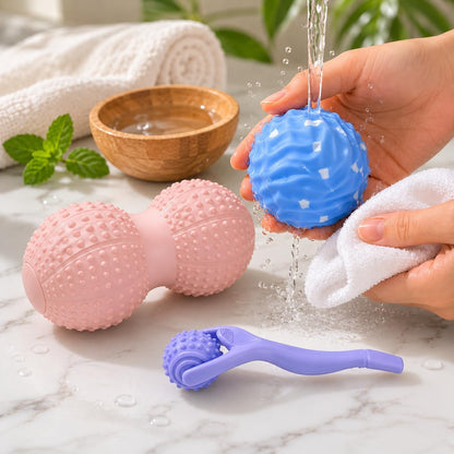 Massage Ball Set Peanut Ball 3.35"Fascia Ball for Foot Handle Ball for Back | 3 in 1 Silicone Fascia Ball Myofascial Release Kit for Plantar Fasciitis Deep Tissue Trigger Point