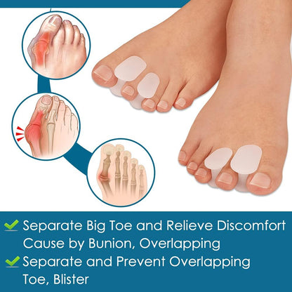 Povihome 6 Pack Gel Toe Spacer Separators(0.6'' Thick), Bunion Corrector for Overlapping Toe (1st/2nd Toe), Silicone Toe Spacers with Soft Gel Lining for Hallux & Bunion Pain Relief