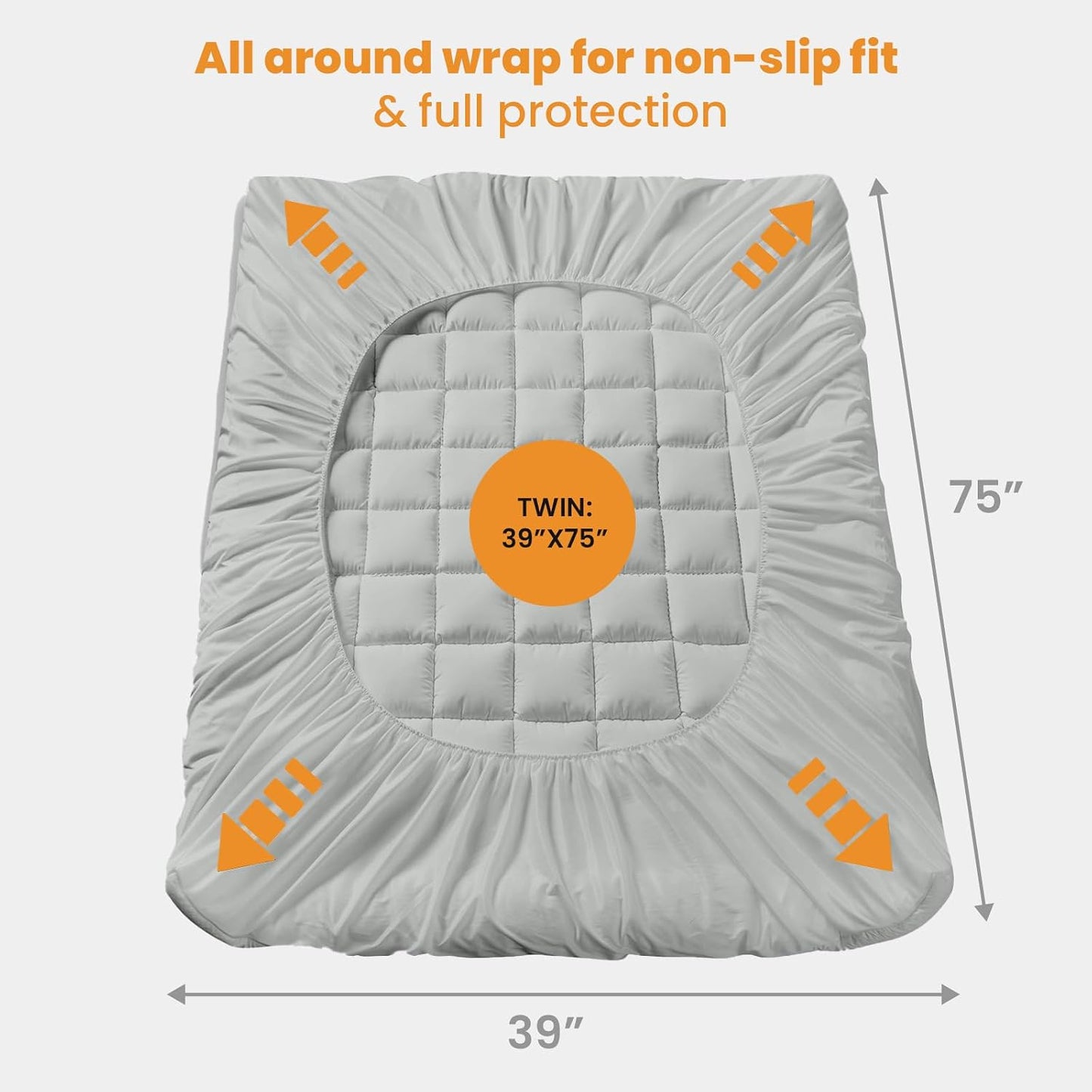 MATBEBY Queen Size Mattress Pad - Cooling Breathable Mattress Topper, Quilted Fitted Mattress Protector, Pillow Top Mattress Cover with 8-21" Deep Pocket, Soft, Machine Washable, White, 60x80 Inches