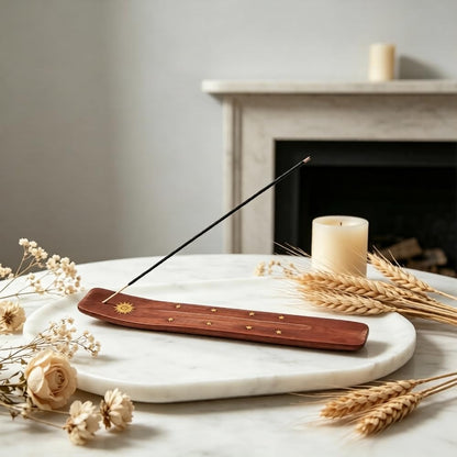 Hosley Wood Incense Holder Sun 10 Inches Ideal Gift for Wedding, Aromatherapy, Zen, Spa, Reiki, Meditation