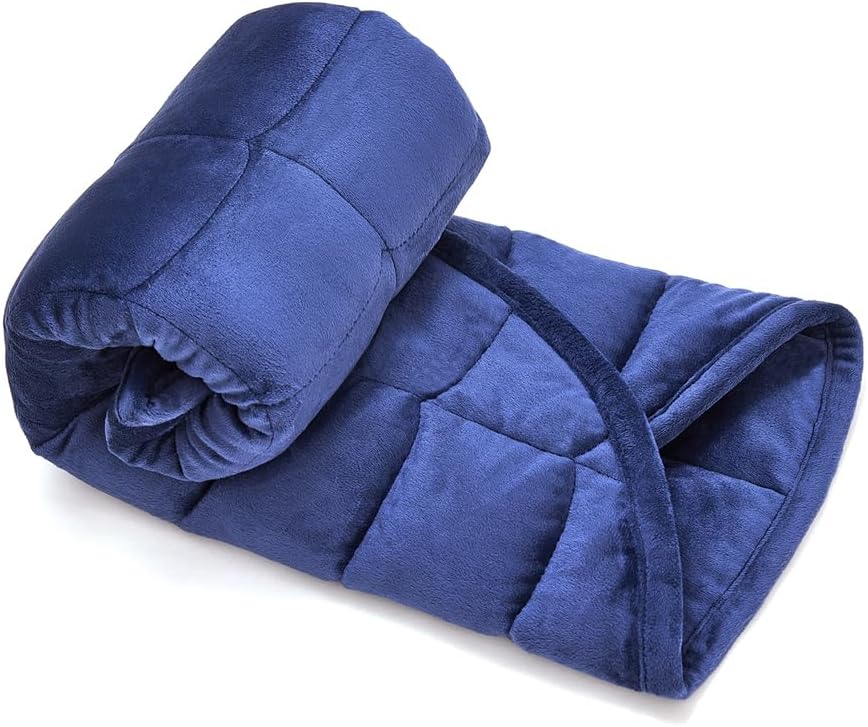 TONGDADA Weighted Lap Blanket 7lbs for Adult,Perfect for Relaxation, Lounging, Napping, Sleeping & Travel,Luxury Minky Weighted Body Blanket,Weighted Throw Blanket-Dark Grey Minky Dot, 29" x 24"