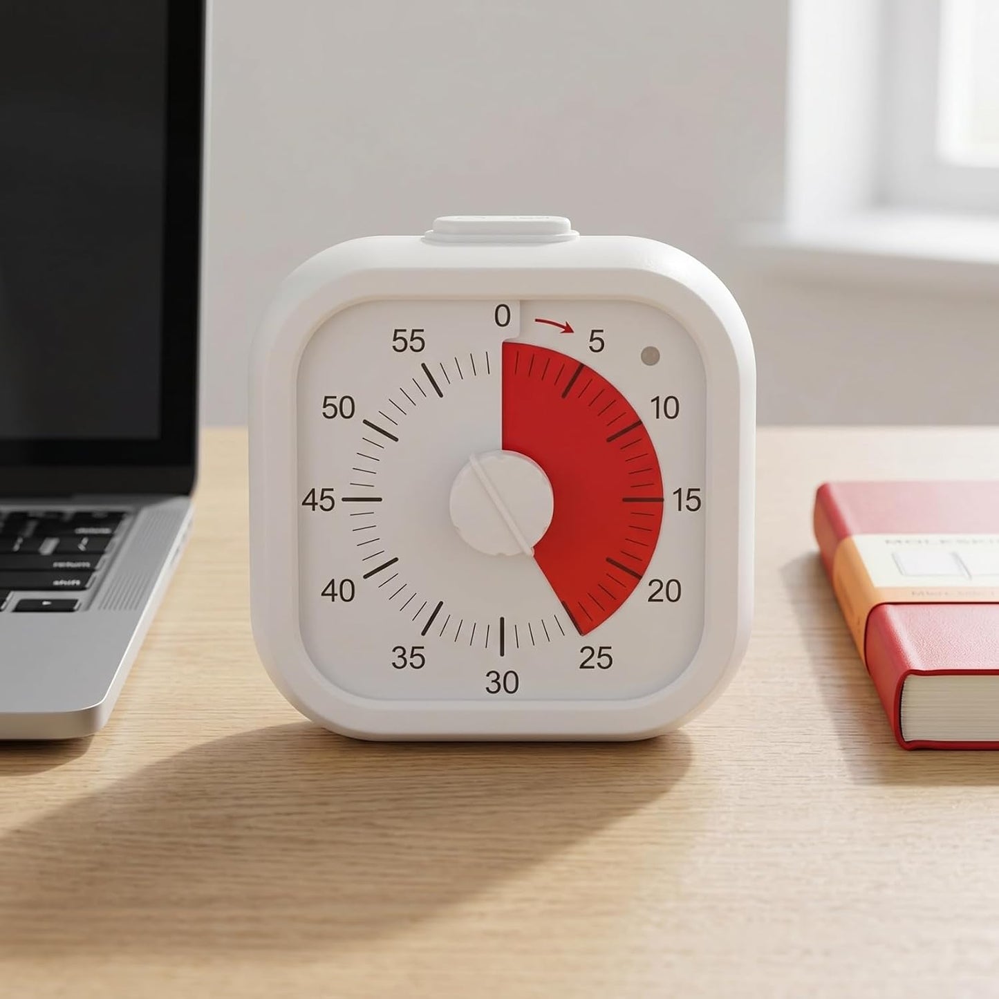NUOBESTY Kitchen Timer 60 Minute Visual Desk Timer with Clip Silent Analog Countdown for Cooking Baking Classroom and Homework Management