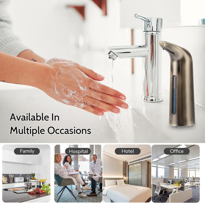 Automatic Soap Dispenser Touchless,400ml Touchless Liquid Soap Dispenser,Hands-Free Dish Soap Dispenser, IPX6 Waterproof Sensor, Auto Liquid Soap Dispenser for Bathroom Kitchen Hotel (Brown)