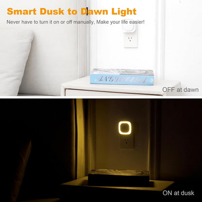 YUNLEX 2 Pack Amber Night Light, Dusk to Dawn Sensor, Warm Glare-Free Reflected Glow, 3-Level Dimmer, Auto On/Off, Plug-in LED Nightlight for Bedroom, Kids, Bathroom, Sleep, Baby Nursery, Toddler