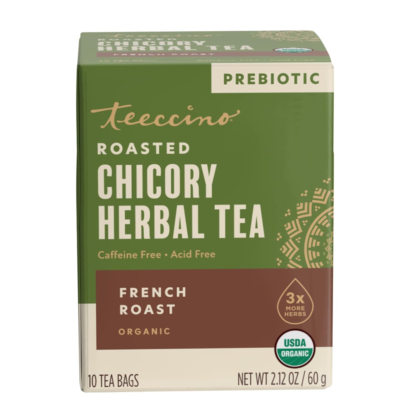 Teeccino Herbal Tea Sampler Assortment - 12 Tea Bags - Maca Chocolaté, French Roast, Hazelnut, Vanilla Nut - Roasted Caffeine Free Herbal Tea, Prebiotic for Natural Energy