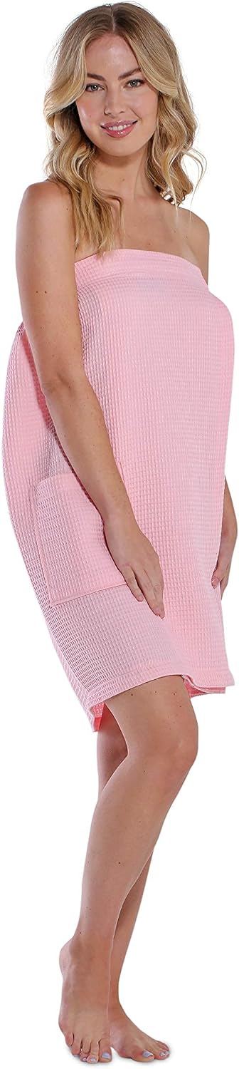 Turquaz Lightweight Knee Length Waffle Robes For Women Spa Bath Waffle