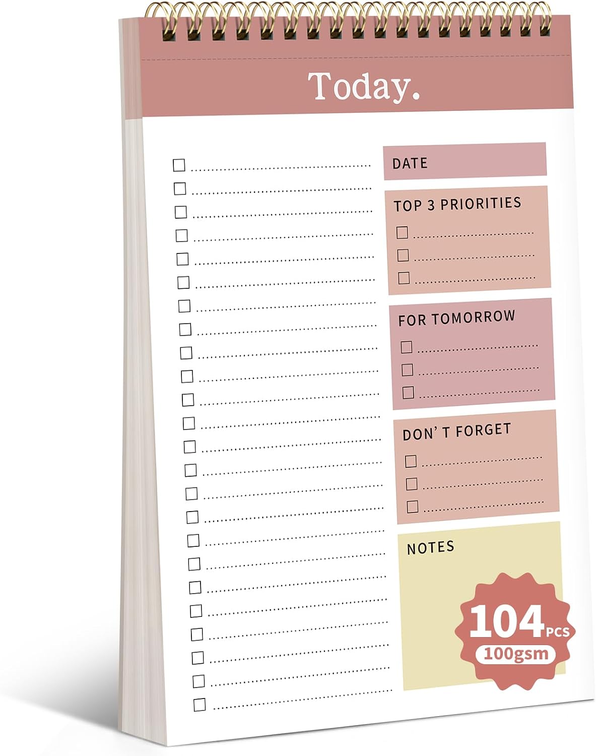 104 Pgs Weekly To Do List Notepad, 52 Duplex-Printed Undated Sheets 100 GSM（8.5"×11") Weekly Desk Planner For Work Home School Office Desk Accessories Supplies & Goal Setting Tasks - Green