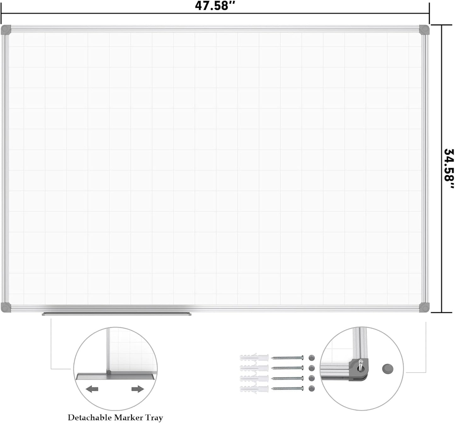 JILoffice Magnetic Dry Erase Calendar Whiteboard, 4 Month White Board Planner 36 X 24 Inch, Black Aluminum Frame Wall Mounted Board for Office Home and School