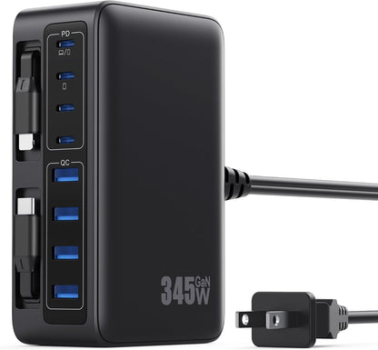 USB C Charger 200W USB C Charger Block,Upgraded GaN III 8-Port Fast Charging Station Hub,PD 65W Laptop Charging Adapter Compatible with MacBook Pro/Air,DELL,Steam Deck,iPhone 16/15/14,Galaxy S23/22
