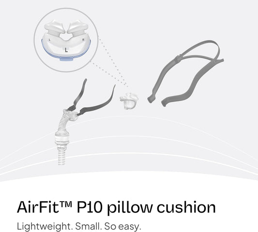 Resmed AirFit P10 Nasal Pillow Cushion - CPAP Mask Accessories Replacement - Soft Lightweight Silicone - Dual Wall - Large