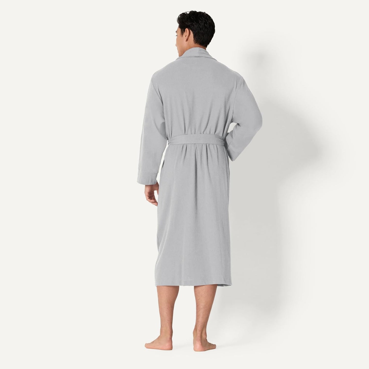 Amazon Essentials Men's Lightweight Cotton Waffle Bath Robe, Mid-Length Loungewear (Available in Big & Tall)