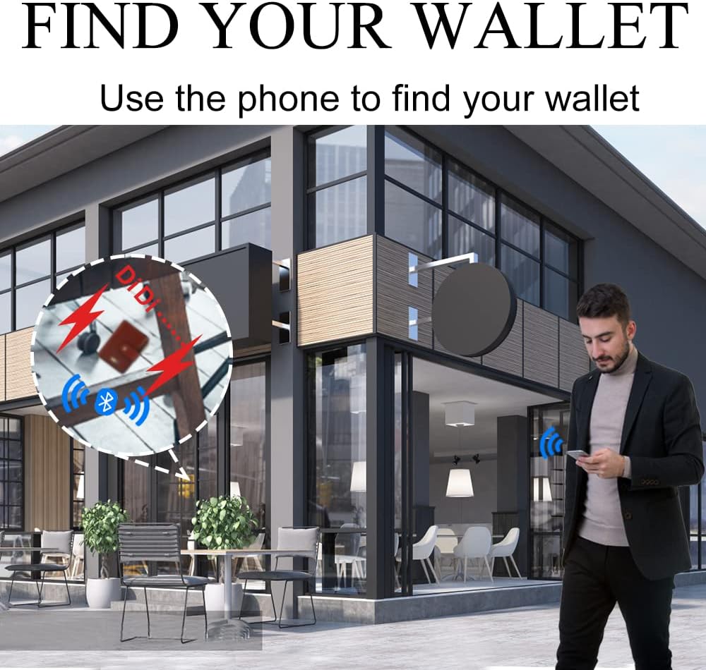 Anti-Lost Bluetooth Wallet Tracker Finder, Slim Trifold Cowhide Mens Wallet with ID Window Credit Card Holder Pocket (Coffee2-OLD)