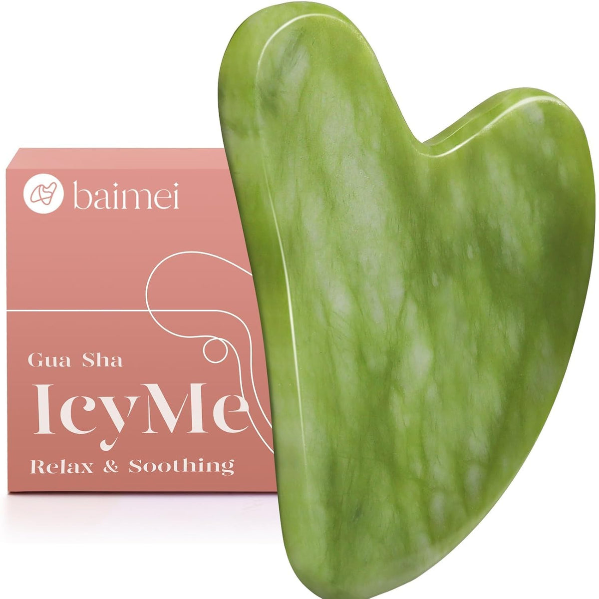BAIMEI IcyMe Natural Rose Quartz Gua Sha Facial Sculpt Massage Tool-Pink