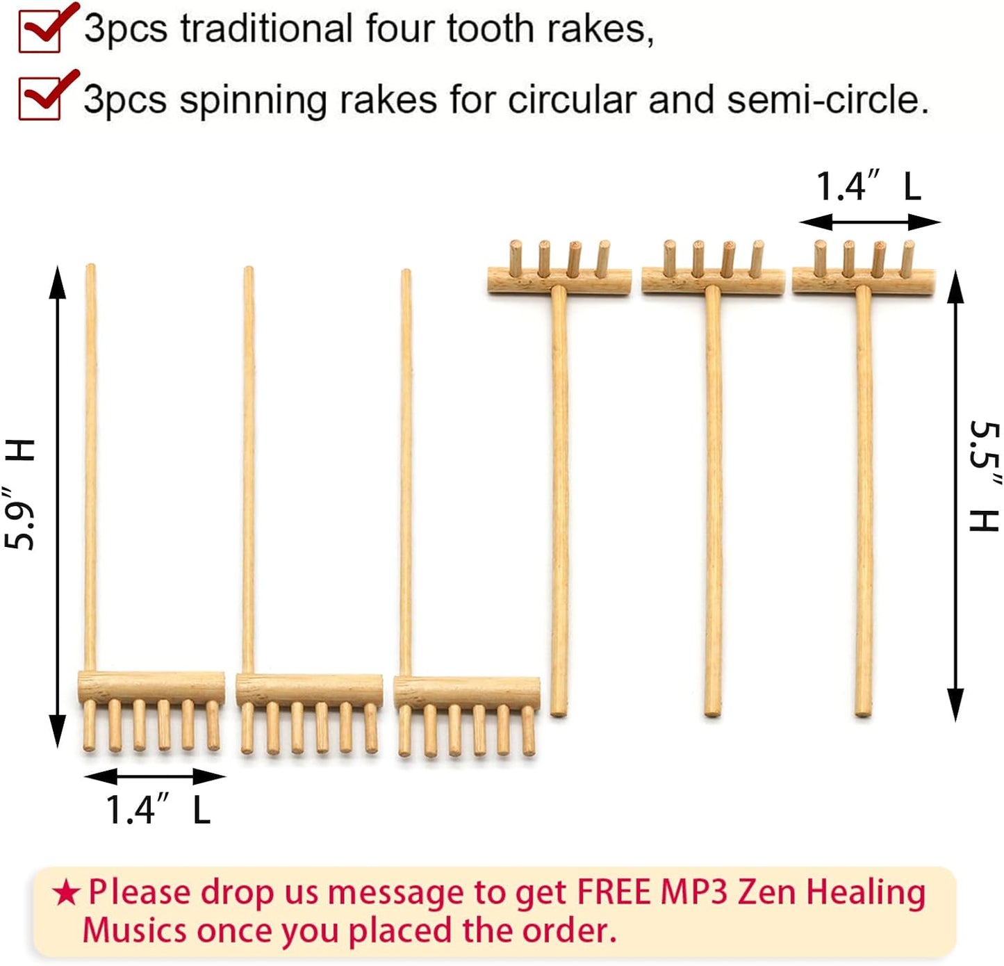 Mini Zen Garden Rake Tool - Japanese Tabletop Rock Sand Garden Tools Accessories Desktop Meditation Zen Decor Zen Gifts Office Relaxation Adult Toy Man Women Unique Stress Relief Birthday Gifts