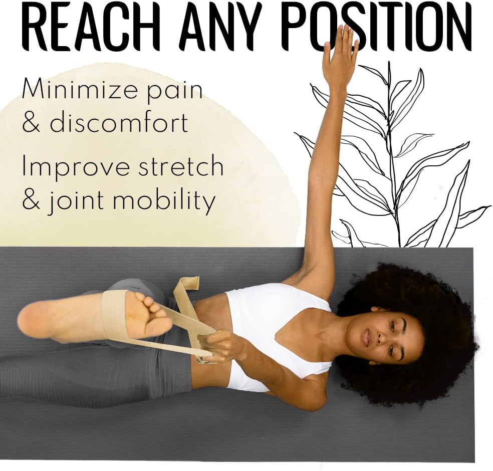 TECEUM 2 IN 1 Yoga & Mat Strap for Stretching – Cotton – 6/8/10 ft