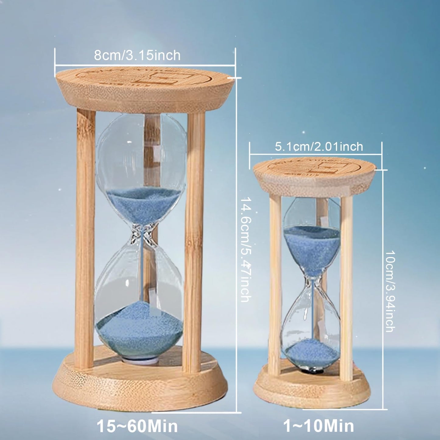 Hourglass 15 Minute,Wood Sand Timer 15 Min, Unbreakable Sandglass,Sand Watch for Study,Yoga,Cooking,Desk Decor & Gift,White
