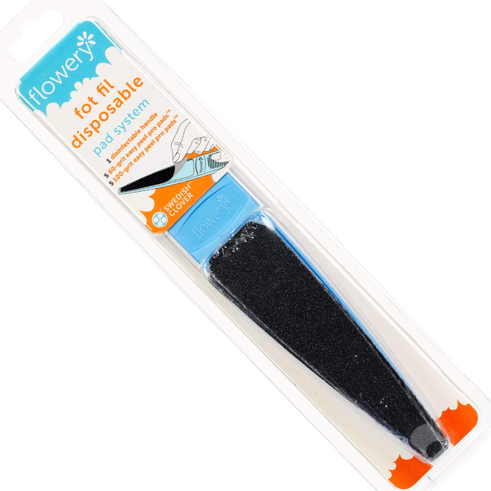 Flowery Original Swedish Clover Red Foot File – Stainless Steel Pedicure Foot Scrubber, 60/100 Grit
