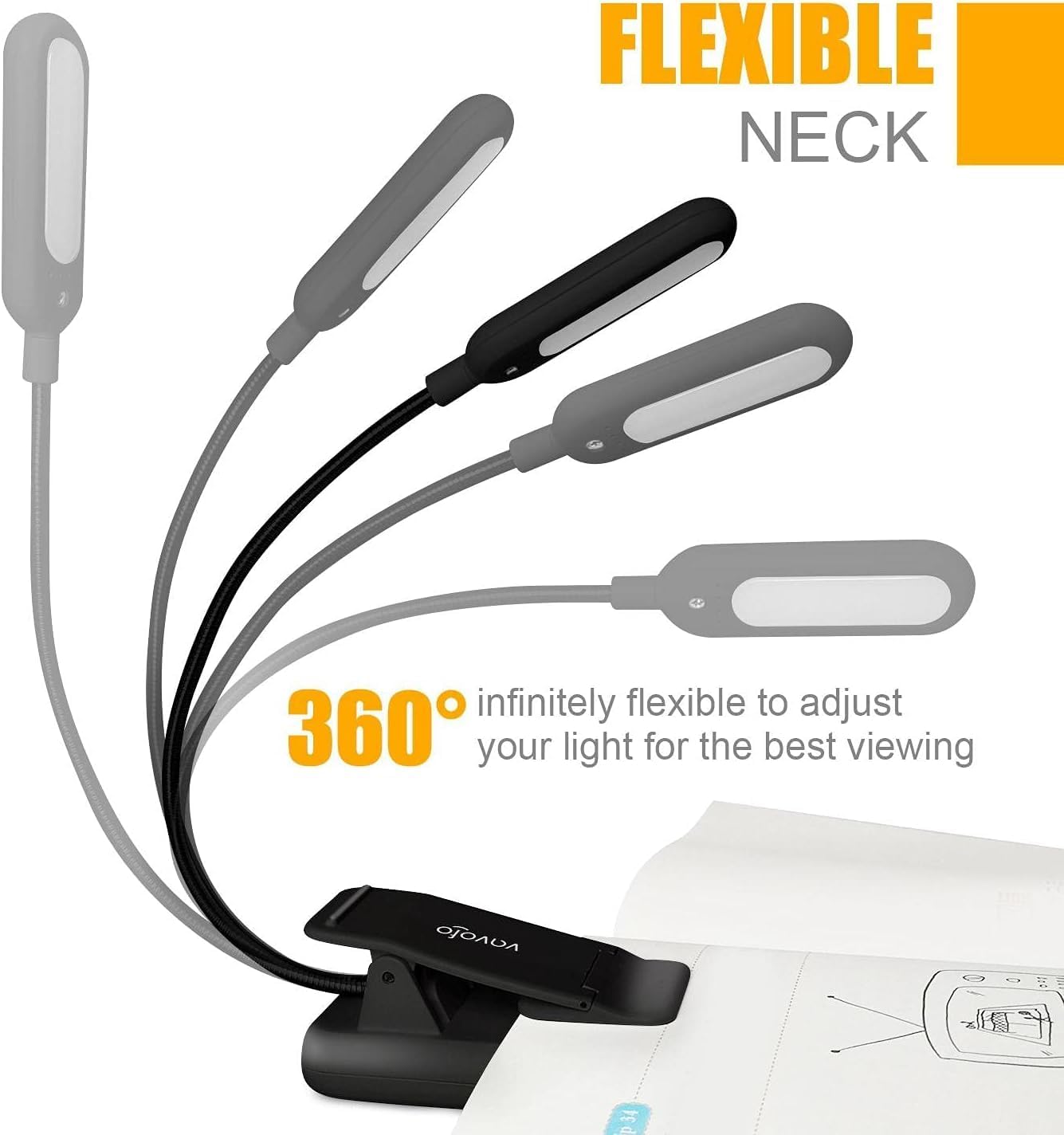 VAVOFO Clip On Book Light for Bed Kids, 7 LED Reading Light with 9-Level Warm Cool White Daylight, Eye Care Lamp with Power Indicator for Bookworms (Blue)
