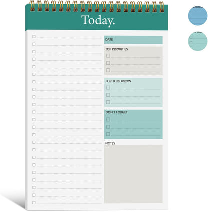 To Do List Notepad - Daily Planner Notepad 104 Pages Task Planner, 6.7" x 9.8" Double Sided Spiral Notebook with Checklist Productivity Planning Pad for Work Office Home-Pink