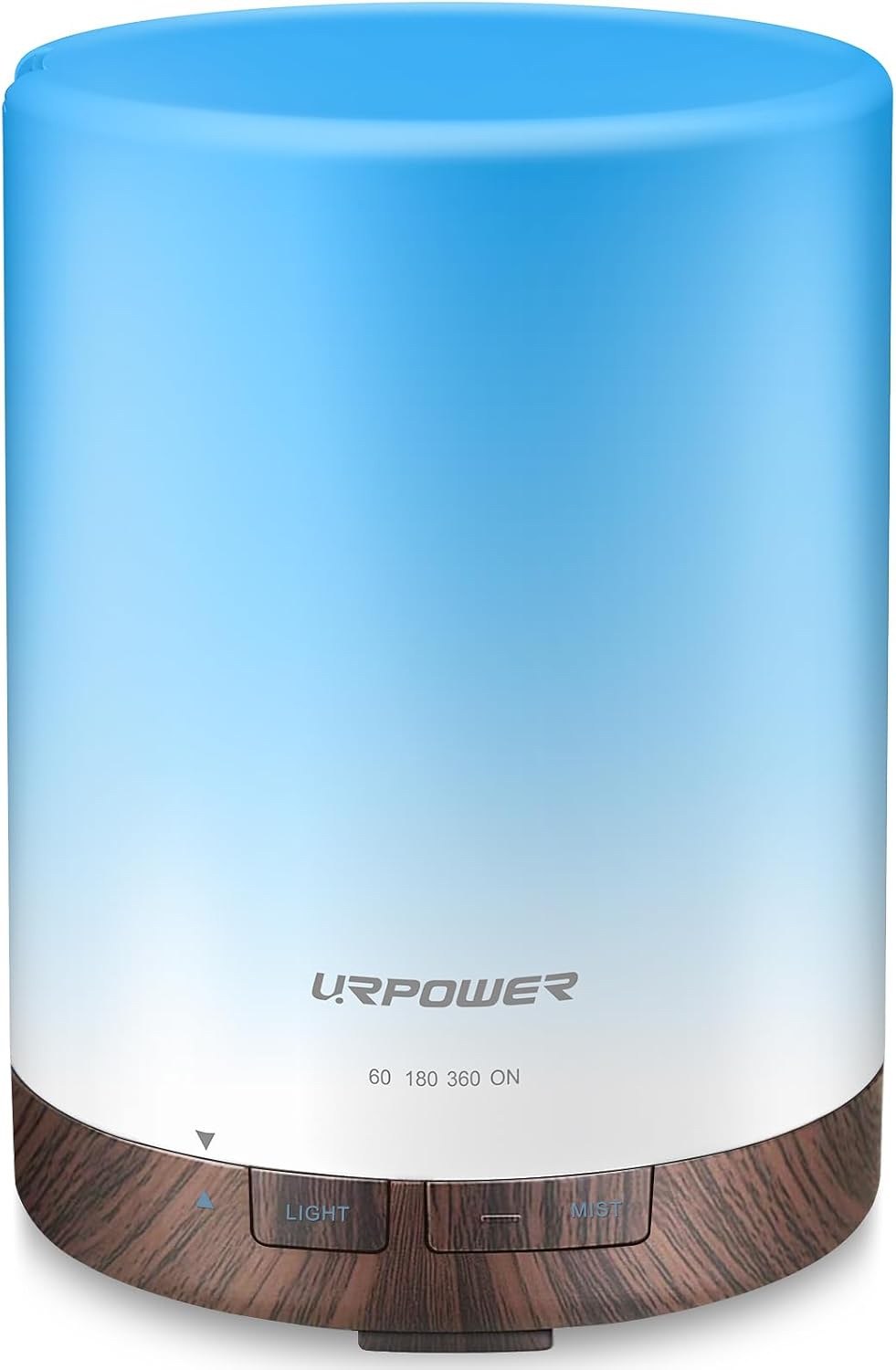 URPOWER 300ml Essential Oil Diffuser: Ultrasonic Aromatherapy Diffuser Quiet Auto Shut-Off, 4 Timer Settings(1H 3H 6H ON) & 7-Color Night Light Humidifier for Yoga Bedroom Living Room Office
