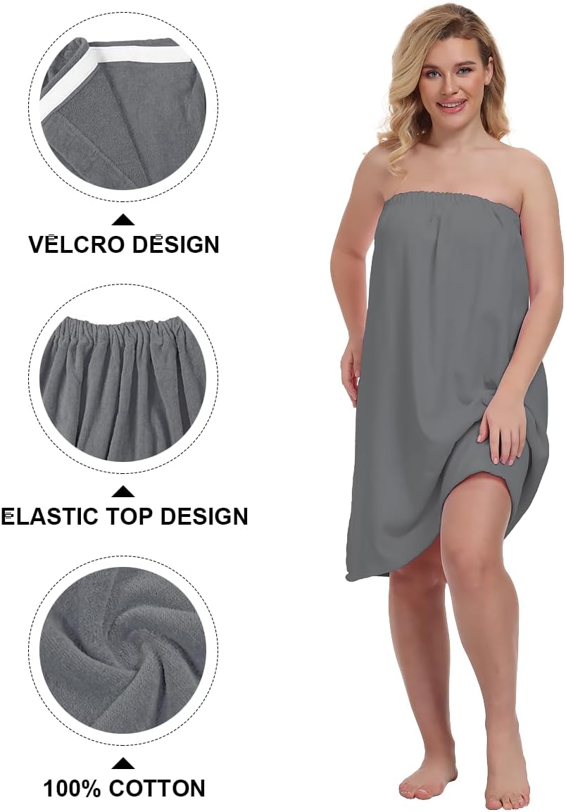 goodmansam Women's Cotton Shower Wrap Robes Spa Body Wrap Bathrobe Ultra Absorbent Cover up Towels