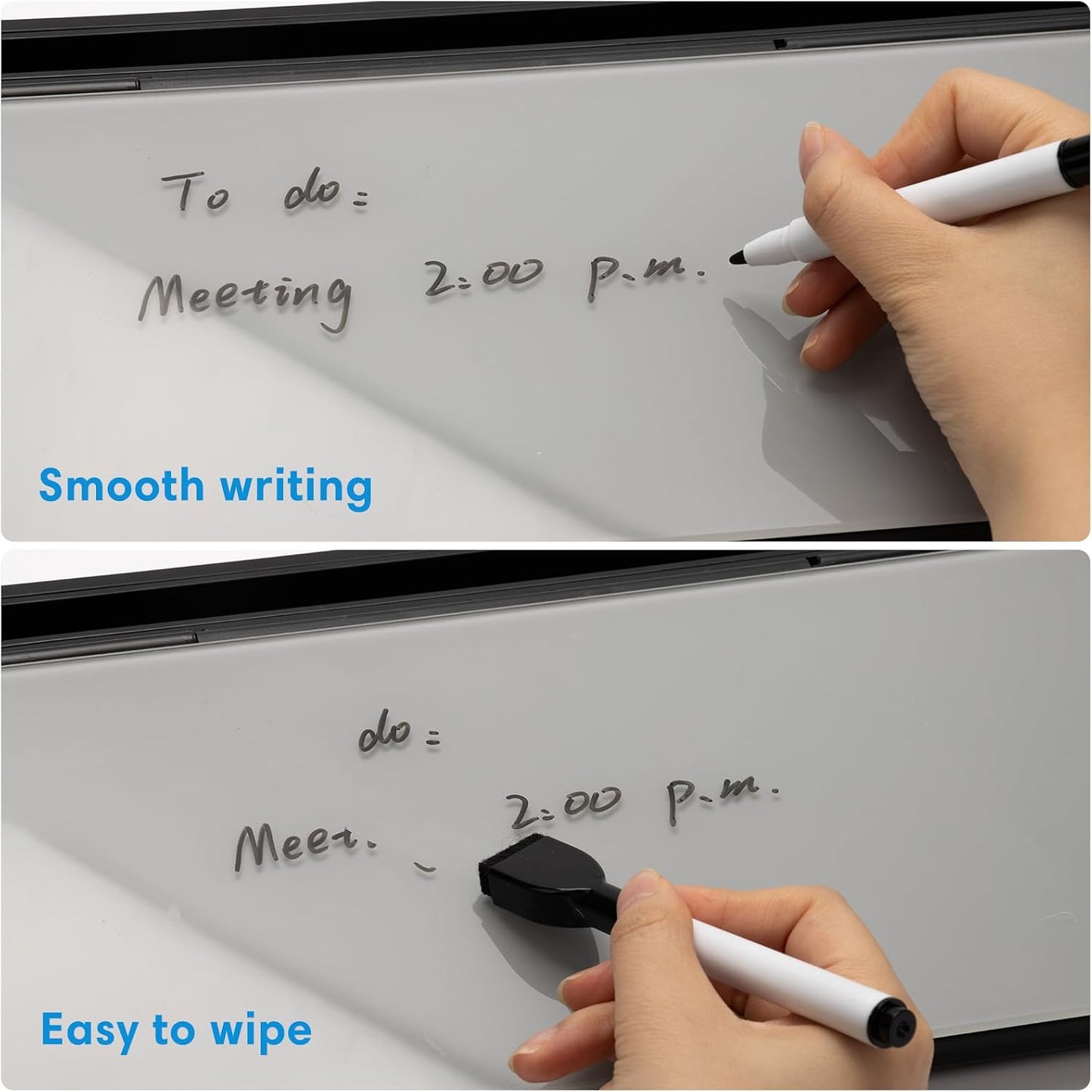 Varhomax Glass Weekly Dry Erase Desk White Board, Desktop to Do List Planner Whiteboard Calendar with Storage Caddy Memo for Home and Office, White