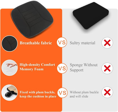 kingphenix Car Seat Cushion with 1.2inch Comfort Memory Foam, Seat Cushion for Car and Office Chair (Black)
