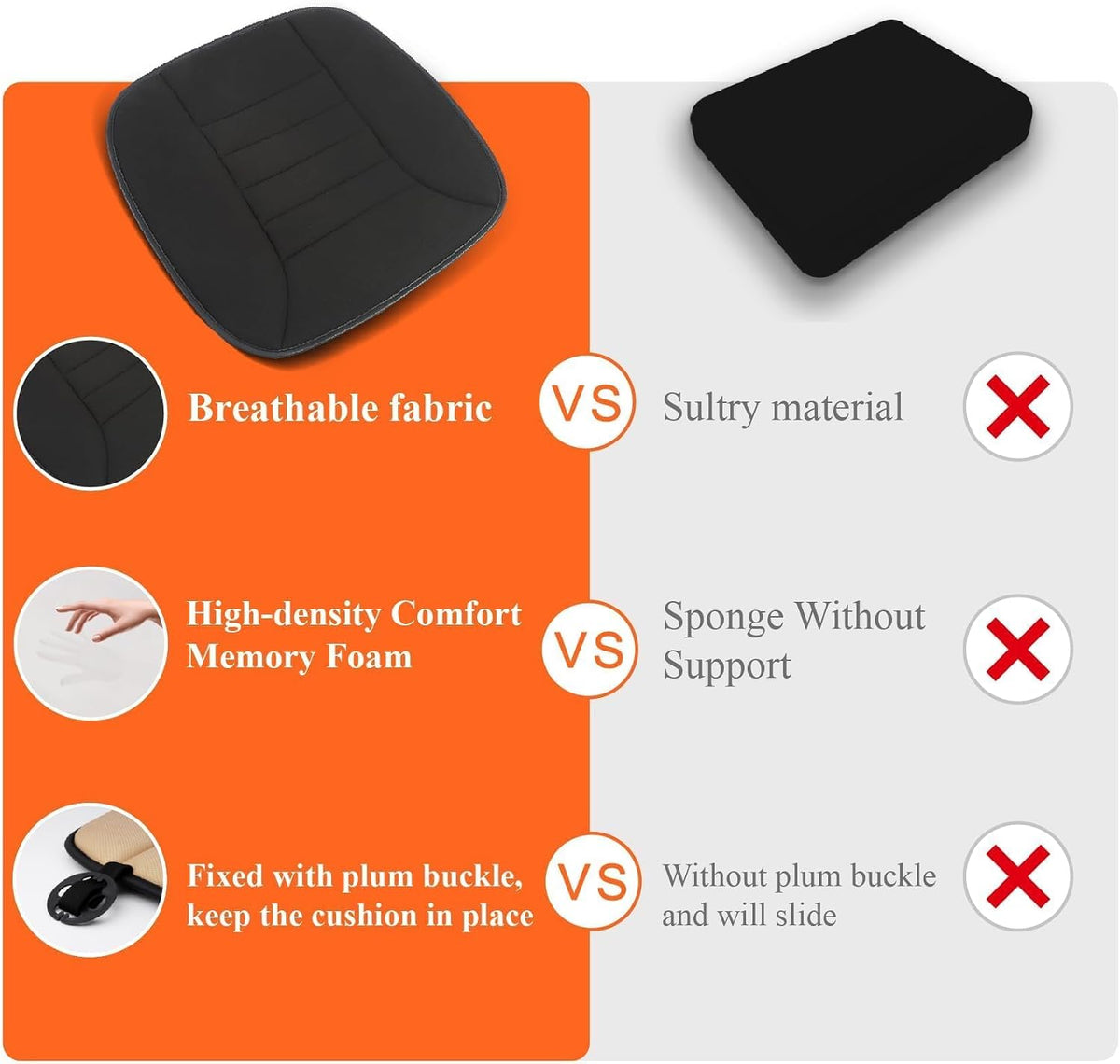 kingphenix Memory Foam Car Seat Cushion for Driver and Office Chair Comfort